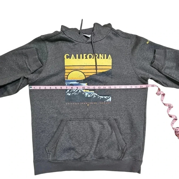 VTG Columbia Mens M Gray Hoodie California Sunset Ocean Graphic Sweatshirt - Picture 6 of 7